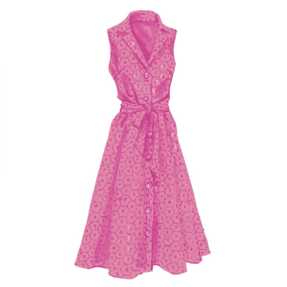 J. Peterman Pink Cotton Sleeveless 1947 Dress Size 0